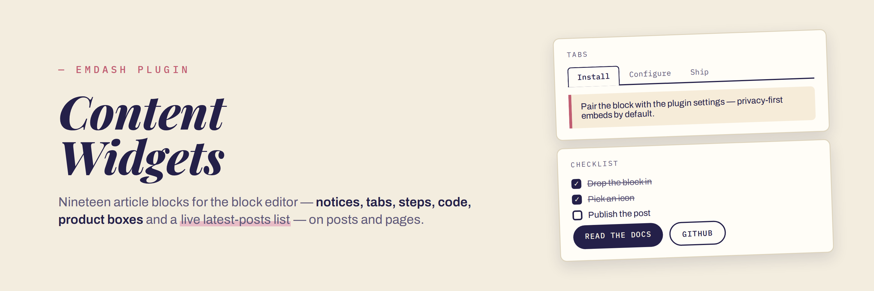 Content Widgets banner