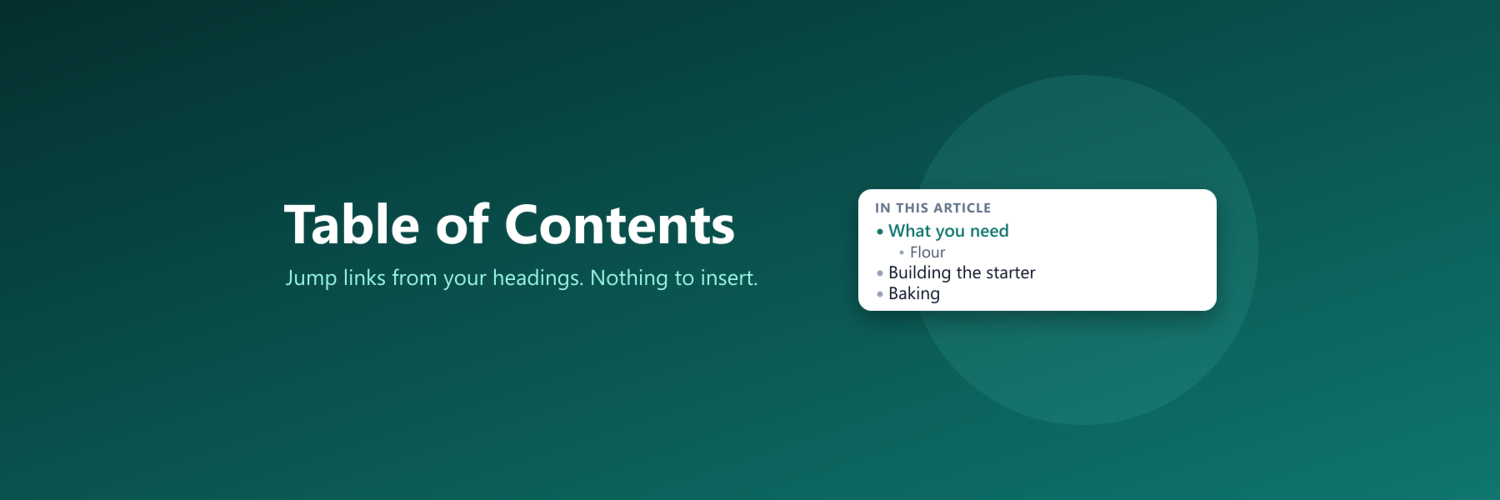 Table of Contents banner